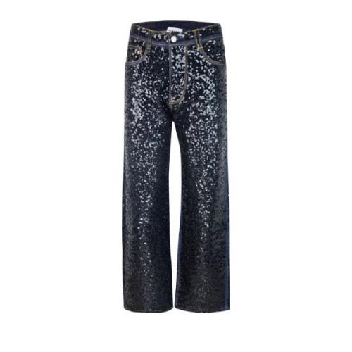 Zwarte Paillet Rechte Pijp Jeans P.a.r.o.s.h. , Black , Dames