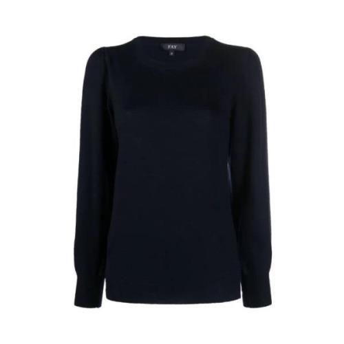 Lange mouw nek top met krul Fay , Black , Dames