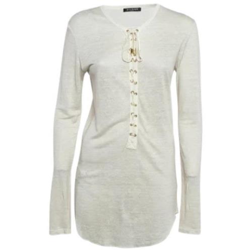 Pre-owned Fabric tops Balmain Pre-owned , White , Dames