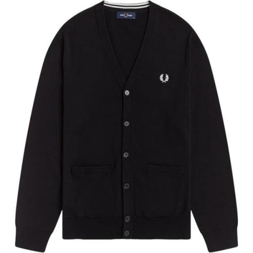 Merino Katoen Klassieke Vest Zwart Fred Perry , Black , Heren