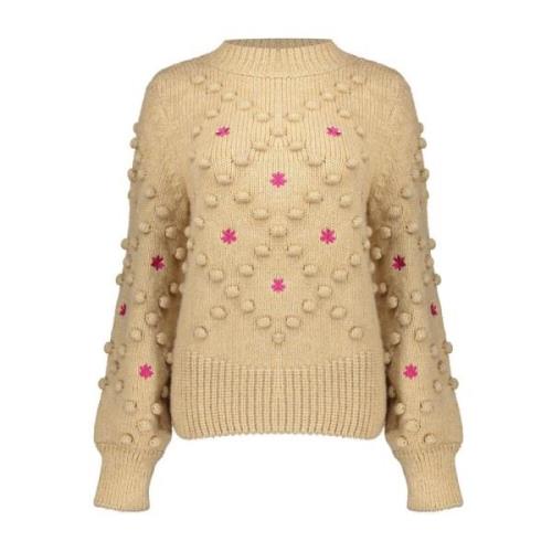 Bloemen Dot Pullover Sand/Cyclame Geisha , Beige , Dames