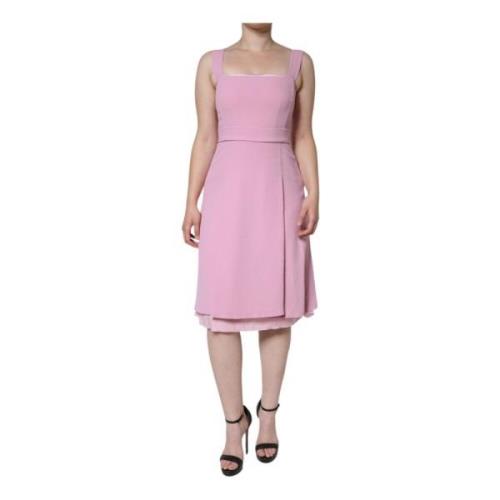 Roze Sheath Flare Jurk Italië Ambacht Dolce & Gabbana , Pink , Dames