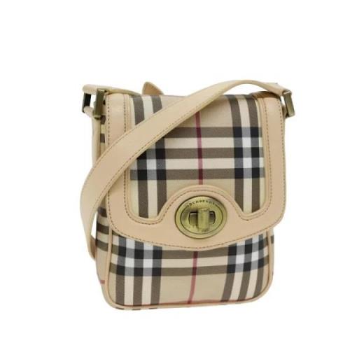 Pre-owned Leather shoulder-bags Burberry Vintage , Beige , Dames