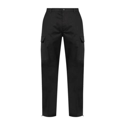 Zwarte Katoenen Rechte Broek Mannen Moncler , Black , Heren