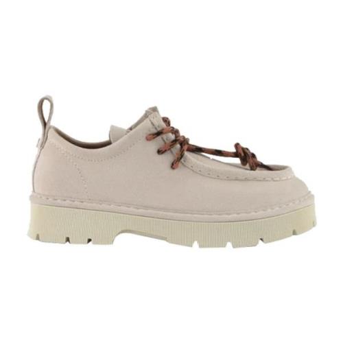 Suède veterschoenen met reliëfnaden Panchic , Beige , Dames