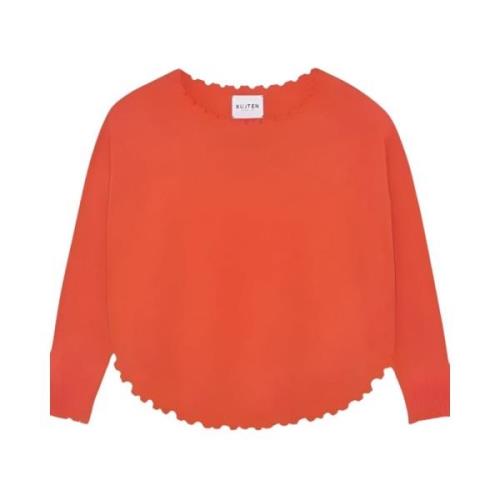 Kasjmier Pullover Oranje Rood Gefranjerd Kujten , Red , Dames