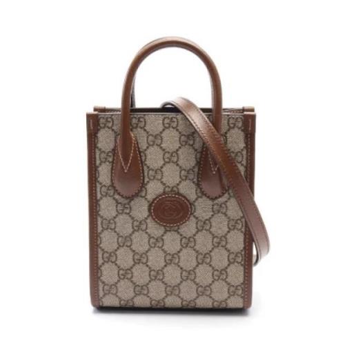 Pre-owned Canvas totes Gucci Vintage , Beige , Dames