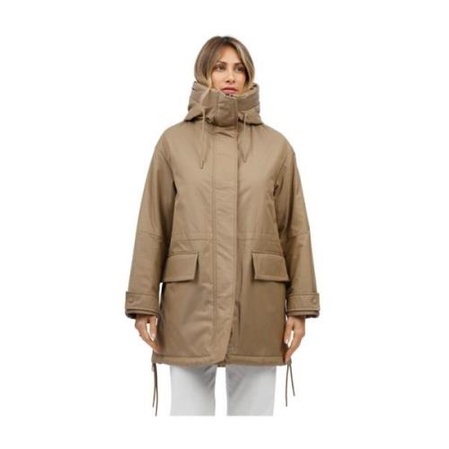 Omkeerbare katoenen parka met geometrische quilting Duno , Brown , Dam...