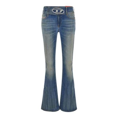 Lichtblauwe Flared Jeans Diesel , Blue , Dames