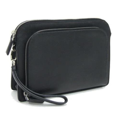 Pre-owned Leather clutches Prada Vintage , Black , Heren