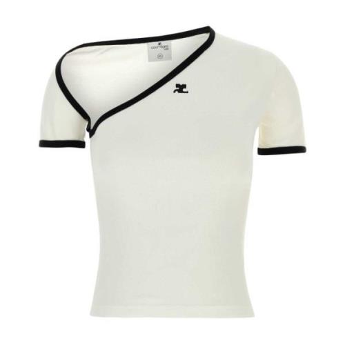 Klassiek Wit Katoenen T-shirt Courrèges , White , Dames