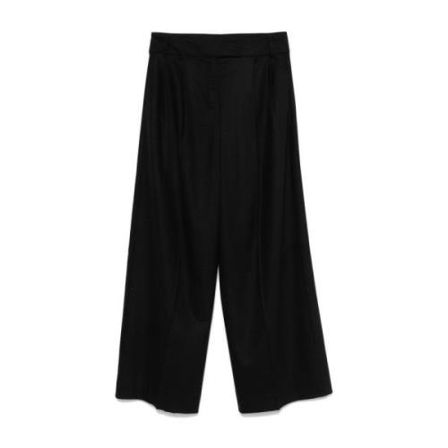 Wijde hoge taille zwarte broek Max Mara , Black , Dames