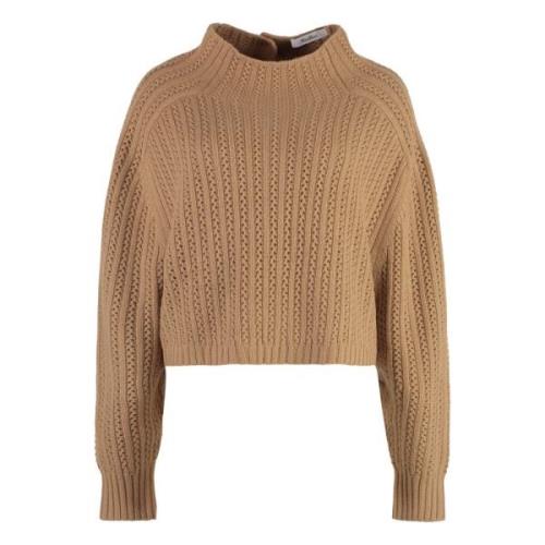 Mock Turtleneck Wol Kasjmier Trui Max Mara , Brown , Dames