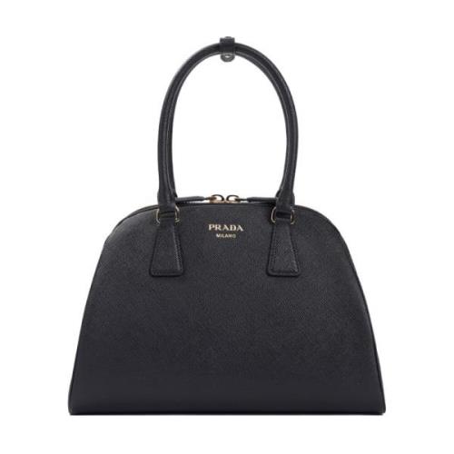 Zwarte Shopper Tas Elegante Klassieke Stijl Prada , Black , Dames