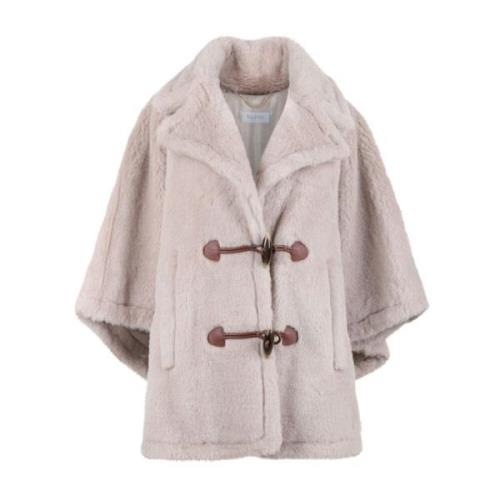 Roze Teddy Stof Cape Max Mara , Beige , Dames