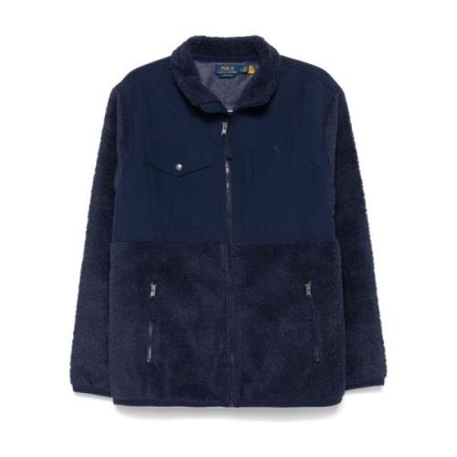 Midnight Blue Fleece Sweater met Rits Polo Ralph Lauren , Blue , Heren