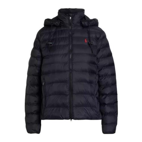 Zwarte gewatteerde jas met capuchon Ralph Lauren , Black , Dames