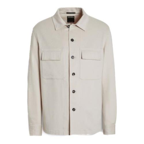 Kasjmier Overshirt Witte Jas Ermenegildo Zegna , White , Heren