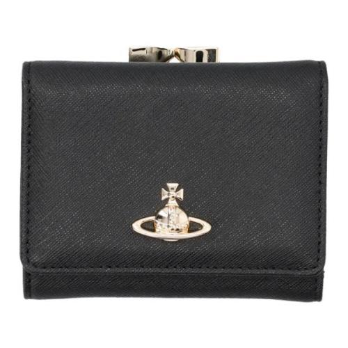 Zwarte Saffiano Leren Portemonnee met Orb Embleem Vivienne Westwood , ...