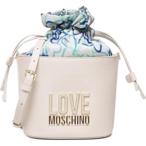 Stijlvolle PU-tas Love Moschino , Beige , Dames