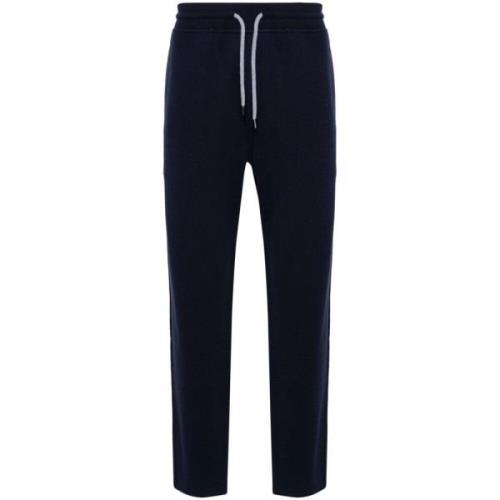 Navy Blue Jersey Broek Elastische Taille Brunello Cucinelli , Blue , H...