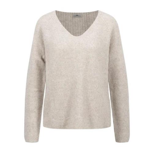 V-Neck Melange Pullover Sweater Fynch-Hatton , Beige , Dames