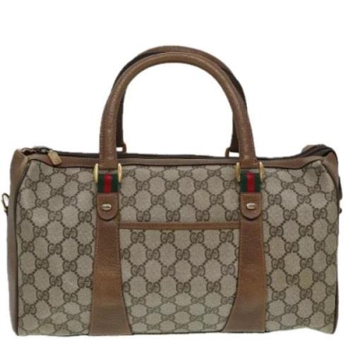 Pre-owned Leather travel-bags Gucci Vintage , Beige , Dames