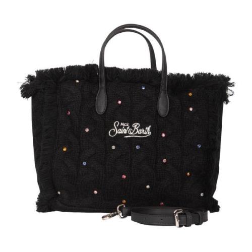 Winter Tote tas met pailletten MC2 Saint Barth , Black , Dames