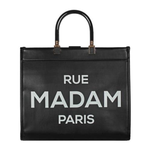 Zwarte Eco-Leren Tote Tas Rue Madam , Black , Dames