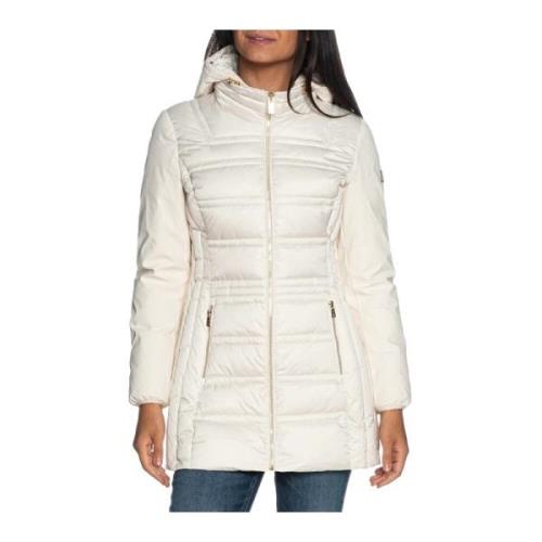 Gladde Inzet Dames Puffer Jas YES ZEE , White , Dames