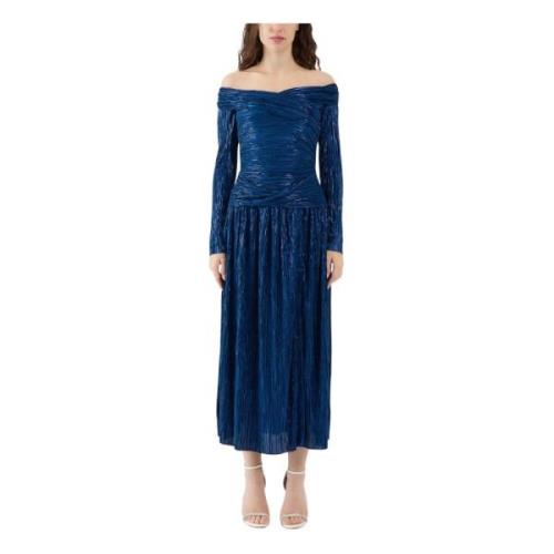 Metallic stof lange jurk Sabina Musayev , Blue , Dames