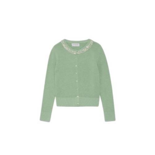 Groene Juweel Hals Cardigan Ermanno Scervino , Green , Dames