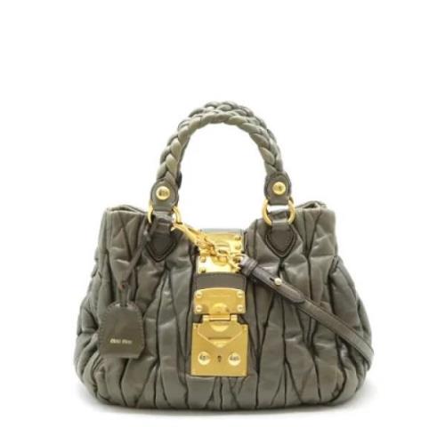 Pre-owned Leather handbags Miu Miu Pre-owned , Gray , Dames