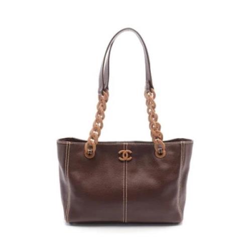 Pre-owned Leather chanel-bags Chanel Vintage , Brown , Dames