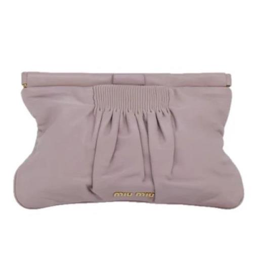 Pre-owned Leather clutches Miu Miu Pre-owned , Pink , Dames