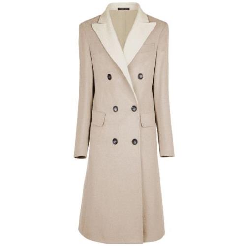 Beige Wollen Jas Loro Piana Stof Made in Italia , Beige , Dames