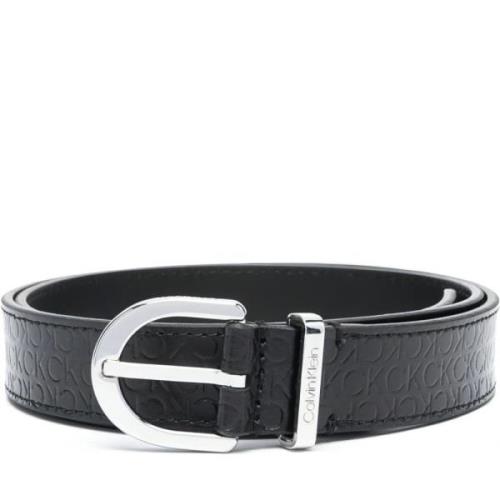 Geëmbosseerde leren Riem voor vrouwen Calvin Klein , Black , Dames