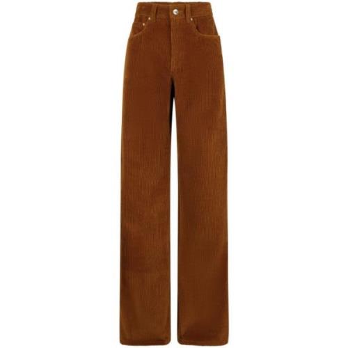 Ribfluwelen Bruine Broek Damesmode Paco Rabanne , Brown , Dames