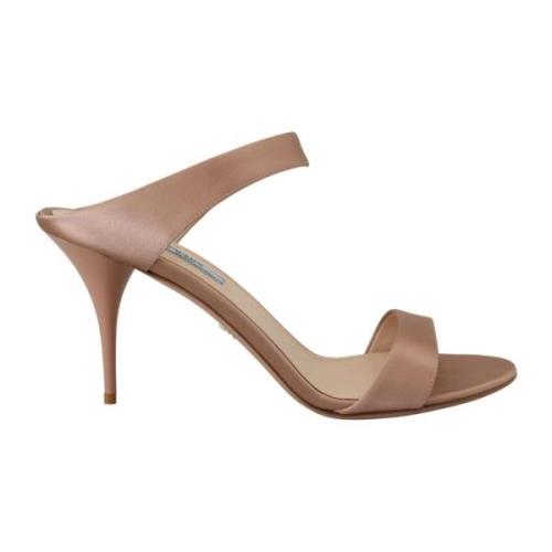 Satin Slingback Hakken Roségoud Prada , Pink , Dames