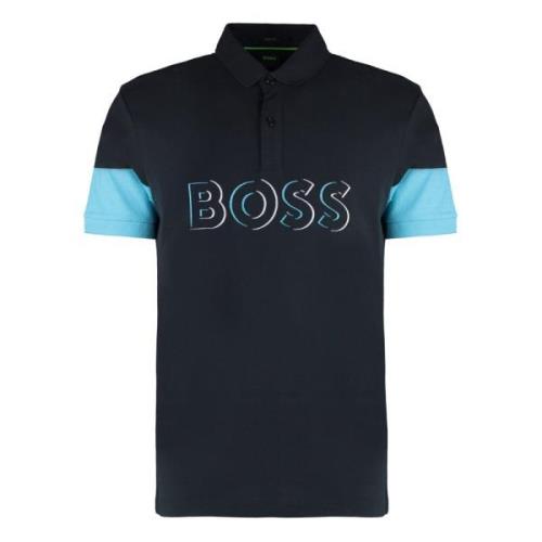 Gebreide katoenen poloshirt met zijsplitten Hugo Boss , Blue , Heren