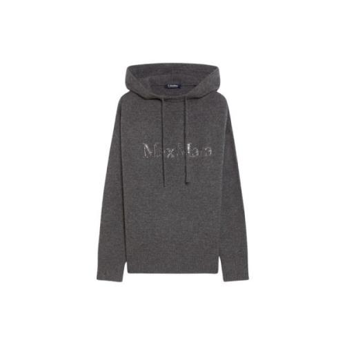 Grijze hoodie met strass lettering Max Mara , Gray , Dames