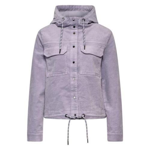 Ribfluwelen Hoodie met Zakken Street One , Purple , Dames