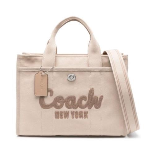 Geborduurde Logo Canvas Cargo Tote Tas Coach , Beige , Dames