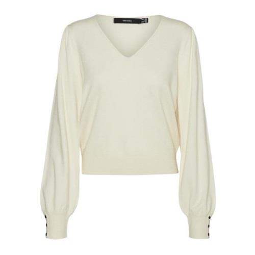 V-hals trui voor vrouwen Vero Moda , Beige , Dames