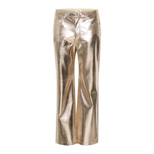 Metallic Straight-Leg Gouden Broek Soaked in Luxury , Yellow , Dames