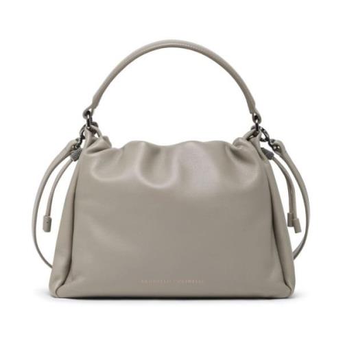 Grijze Bucket Bag met Monili Ketting Brunello Cucinelli , Gray , Dames