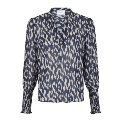 Gedistresseerde Blouse met Pofmouwen Neo Noir , Blue , Dames