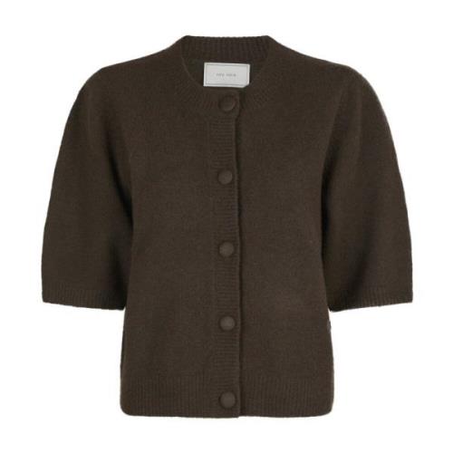 Bruine Cardigan met Grote Knopen Neo Noir , Brown , Dames