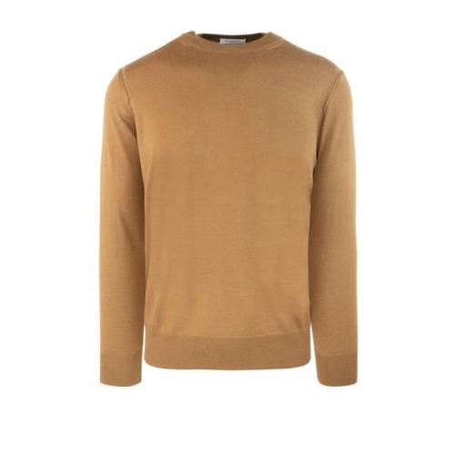 Bruine Crew Neck Sweater Regular Fit Paolo Pecora , Brown , Heren