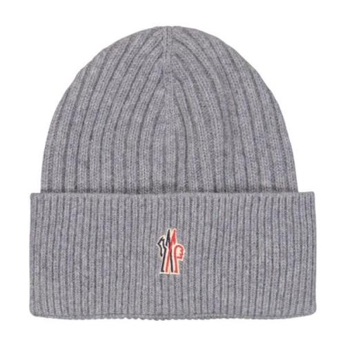 Logo Beanie Muts voor Mannen Moncler , Gray , Heren